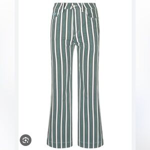 NWOT Alexa Chung x AG Wide Leg high rise Green stripe Jean/ pants